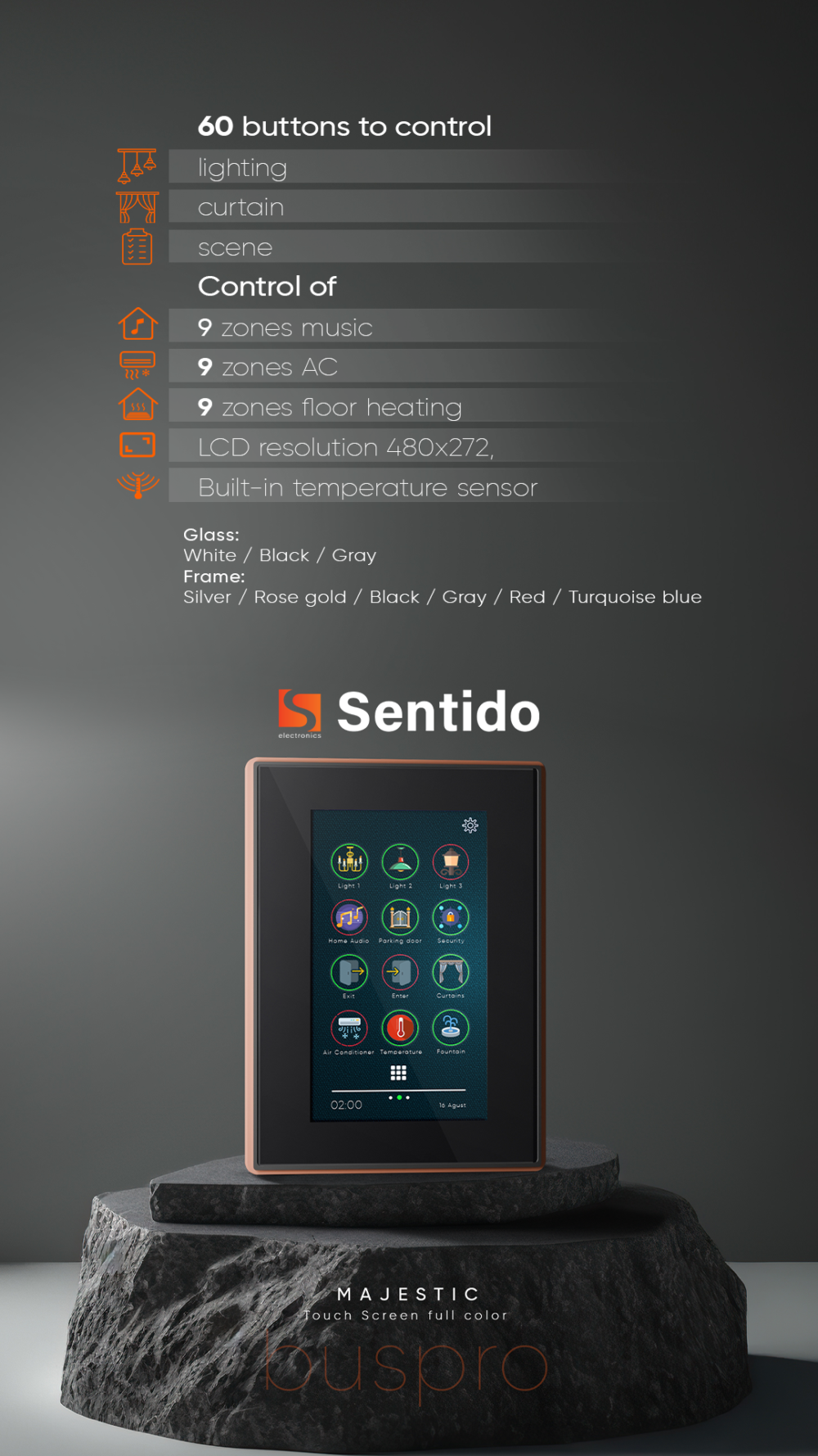 صفحه نمایش لمسی 4.3 اینچی Majestic مدل SS-MPTLC43.46-A - تصویر 2